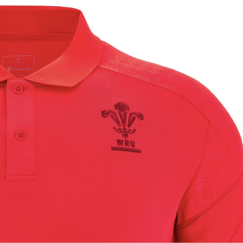 2025-2026 Wales WRU Rugby Travel Poly Polo Shirt (Red)