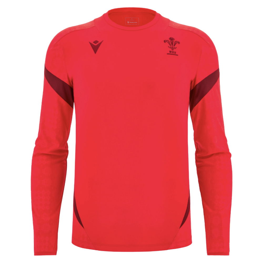 2025-2026 Wales WRU Rugby LS Player Training Shirt (Red) (Your Name)