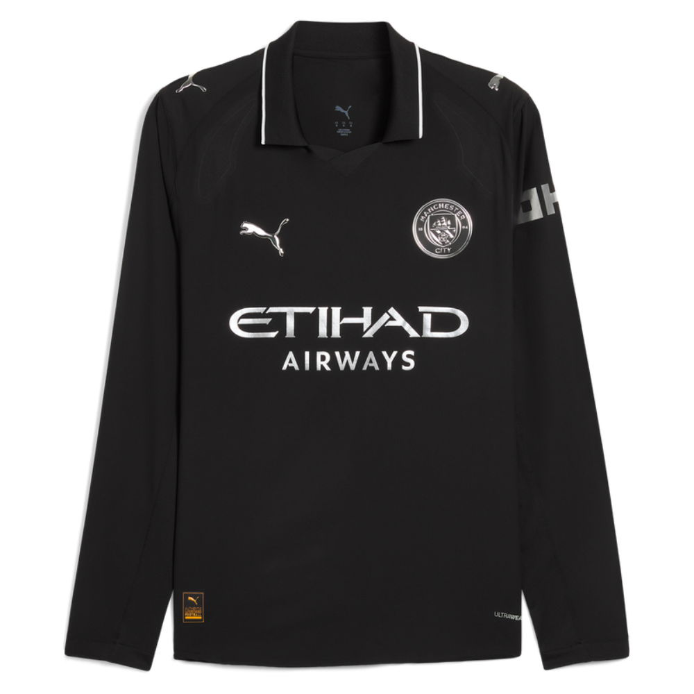 2025-2026 Man City Authentic Long Sleeve Away Shirt (Haaland 9)