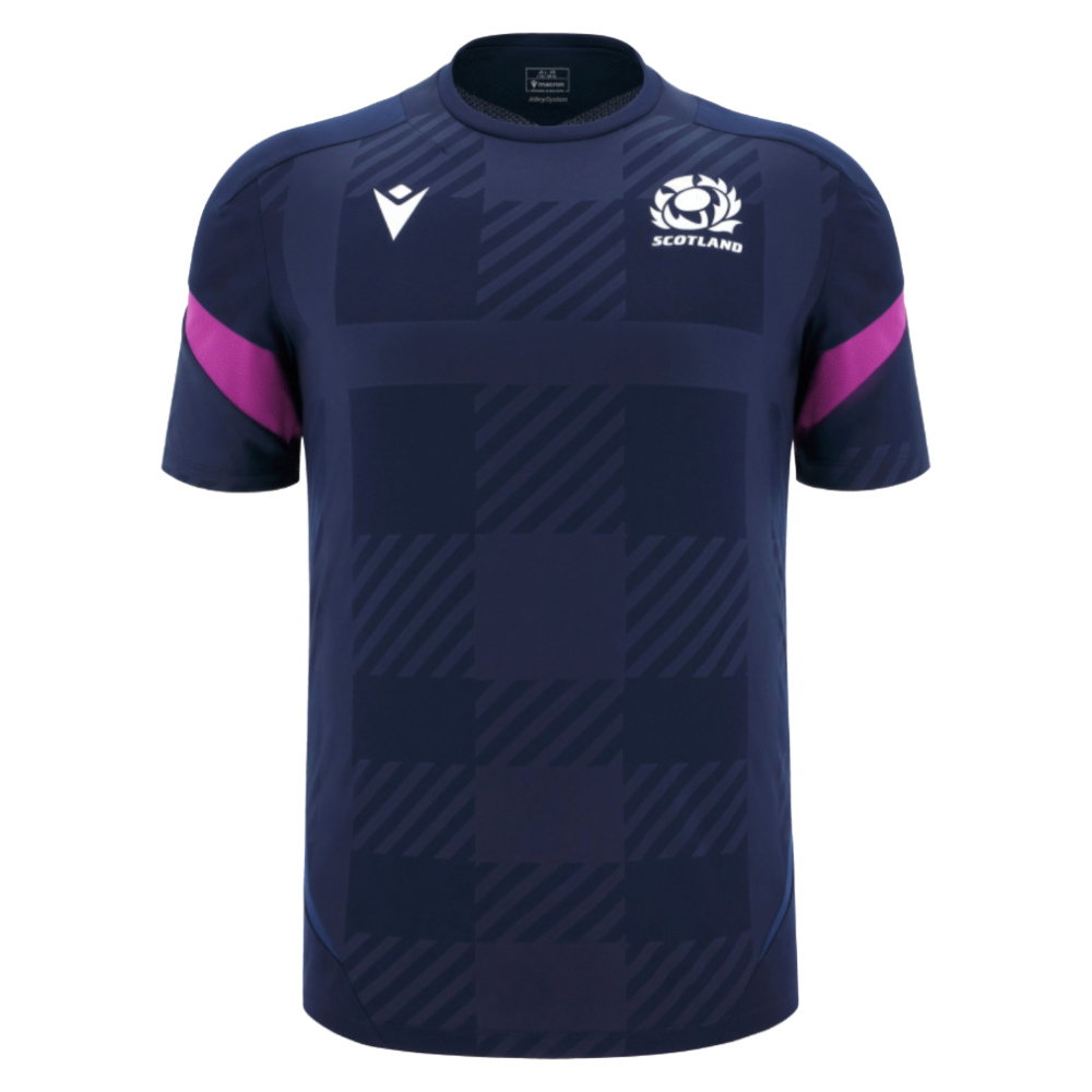 2025-2026 Scotland Rugby Training Poly Shirt (Navy) - Kids (Your Name)