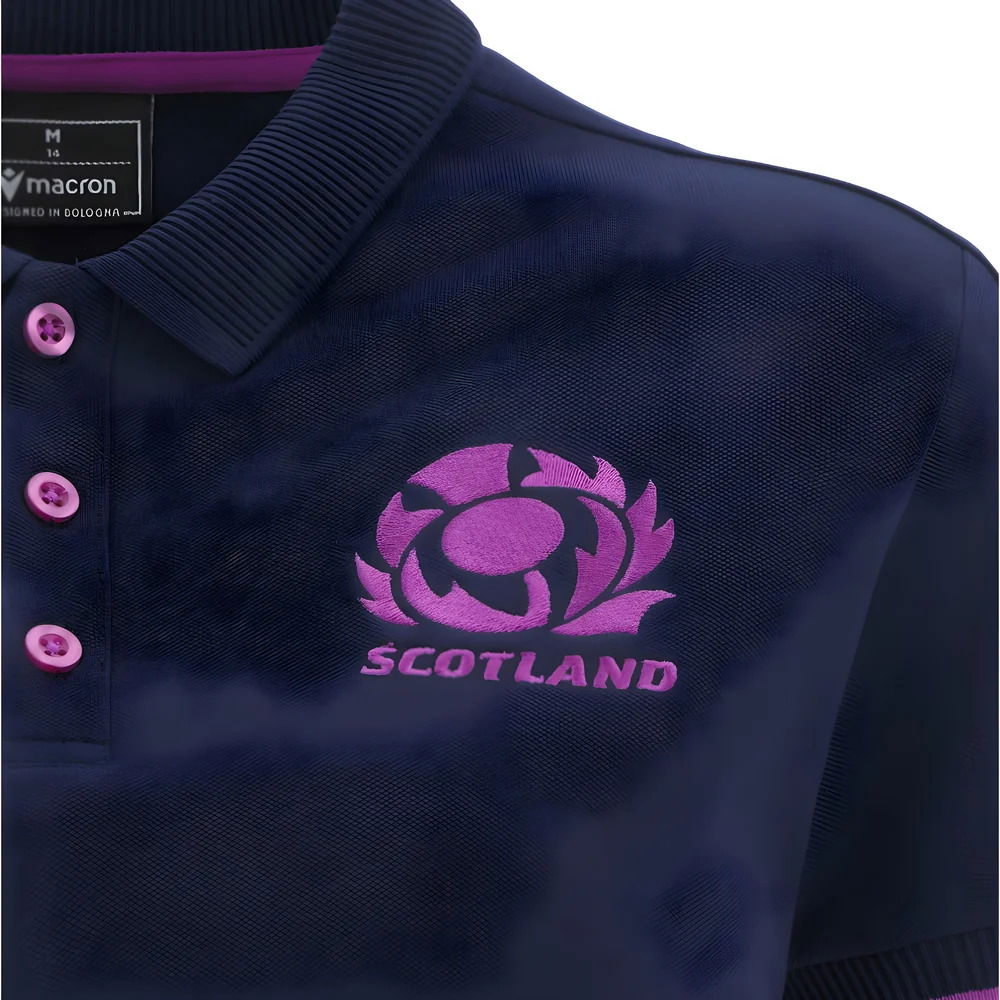 2025-2026 Scotland Rugby Travel Polo Shirt (Navy) - Womens