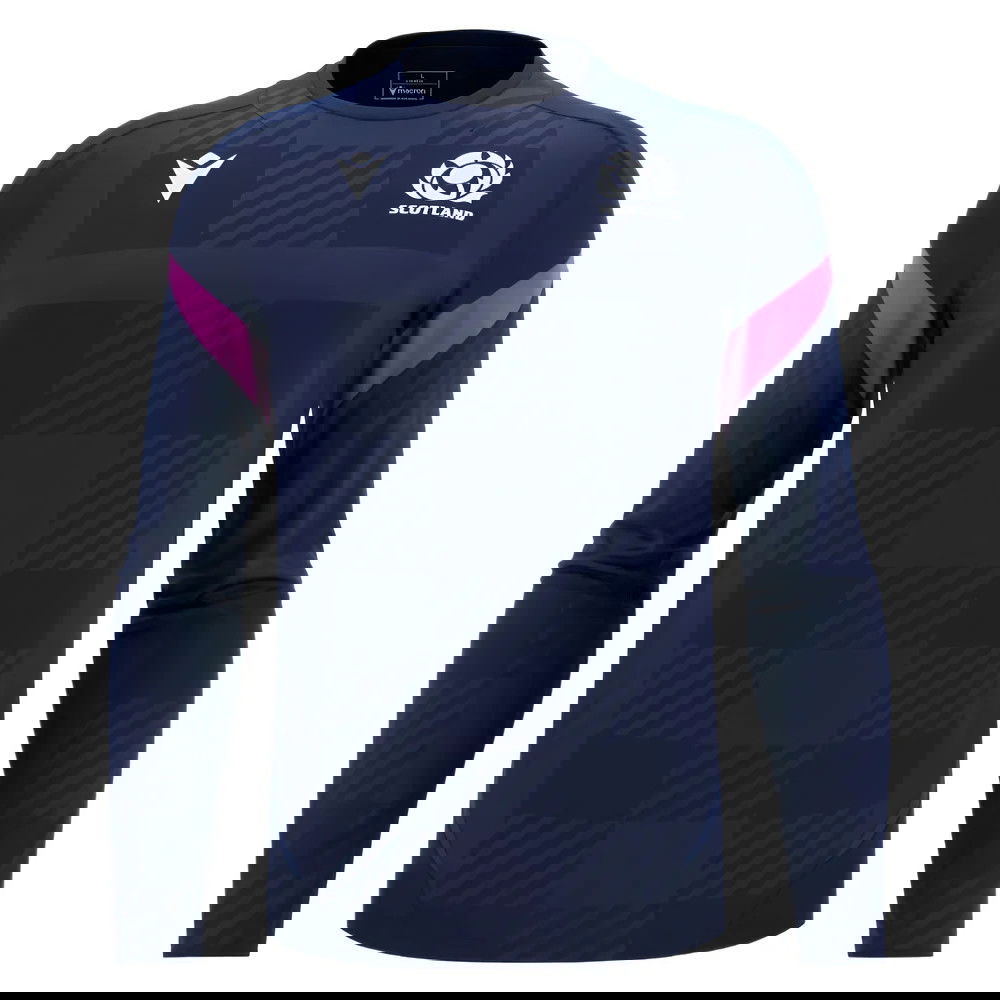 2025-2026 Scotland Rugby Training Poly LS Shirt (Navy) (Your Name)