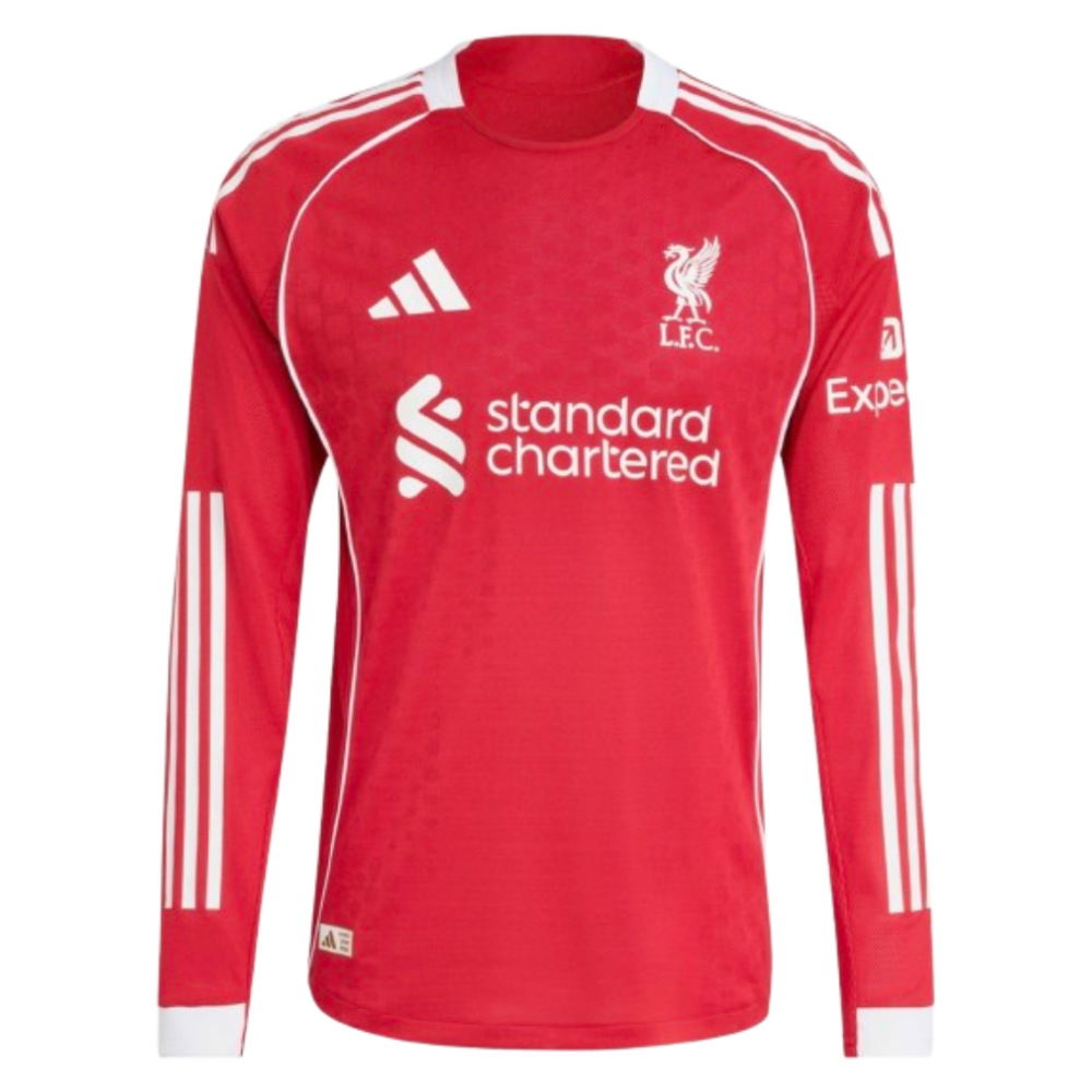 2025-2026 Liverpool Authentic Long Sleeve Home Shirt (M.Salah 11)