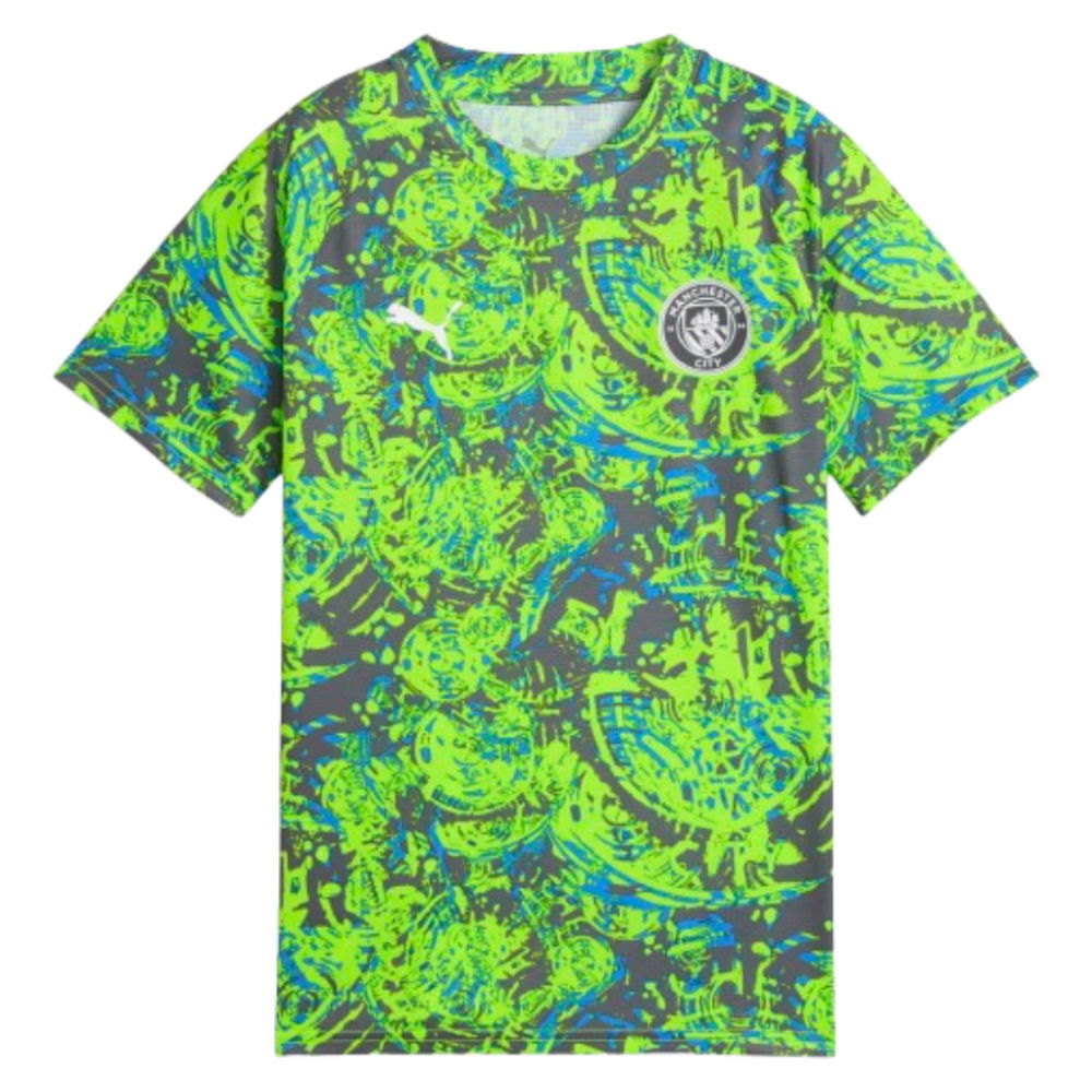 2025-2026 Man City Warm Up Jersey (Pro Green) - Kids (Your Name)