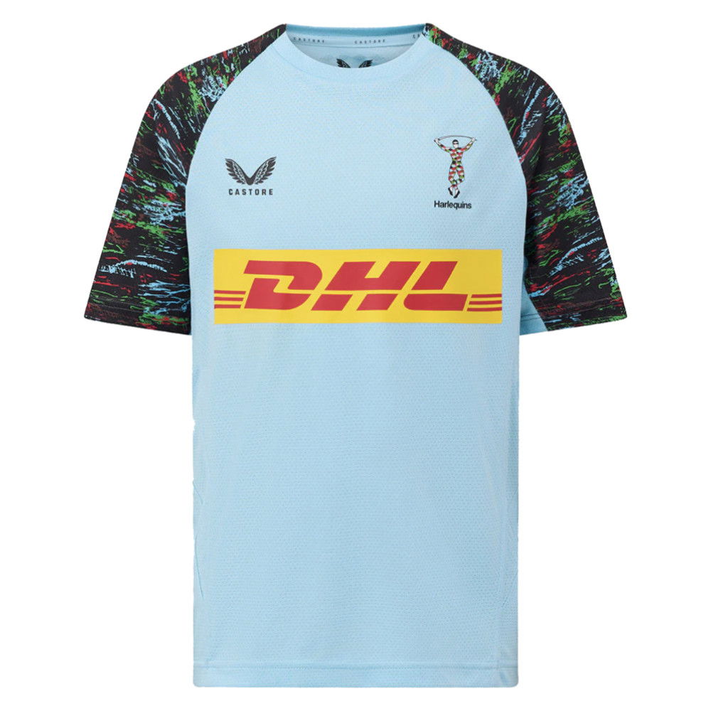 2025-2026 Harlequins Rugby Training Shirt (Sky Blue) (Your Name)