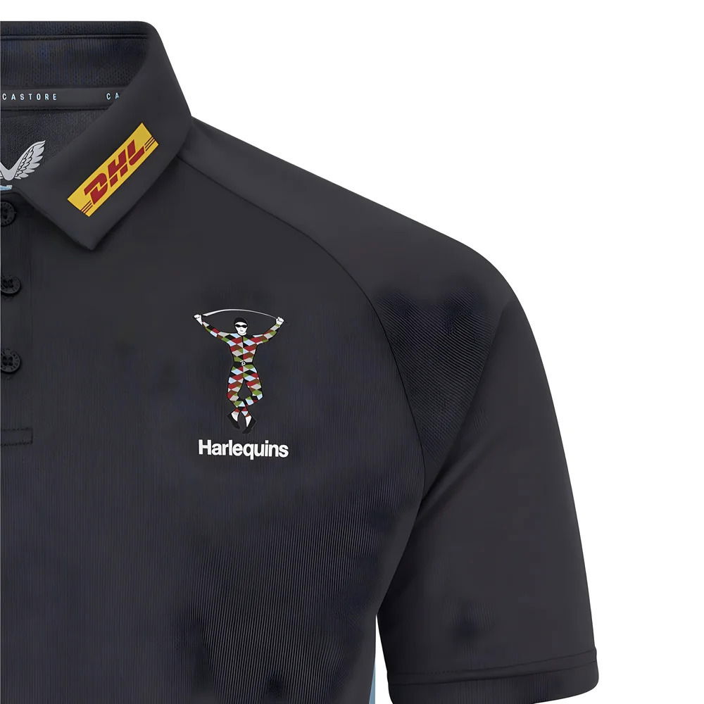 2025-2026 Harlequins Rugby Presentation Polo Shirt (Ebony)