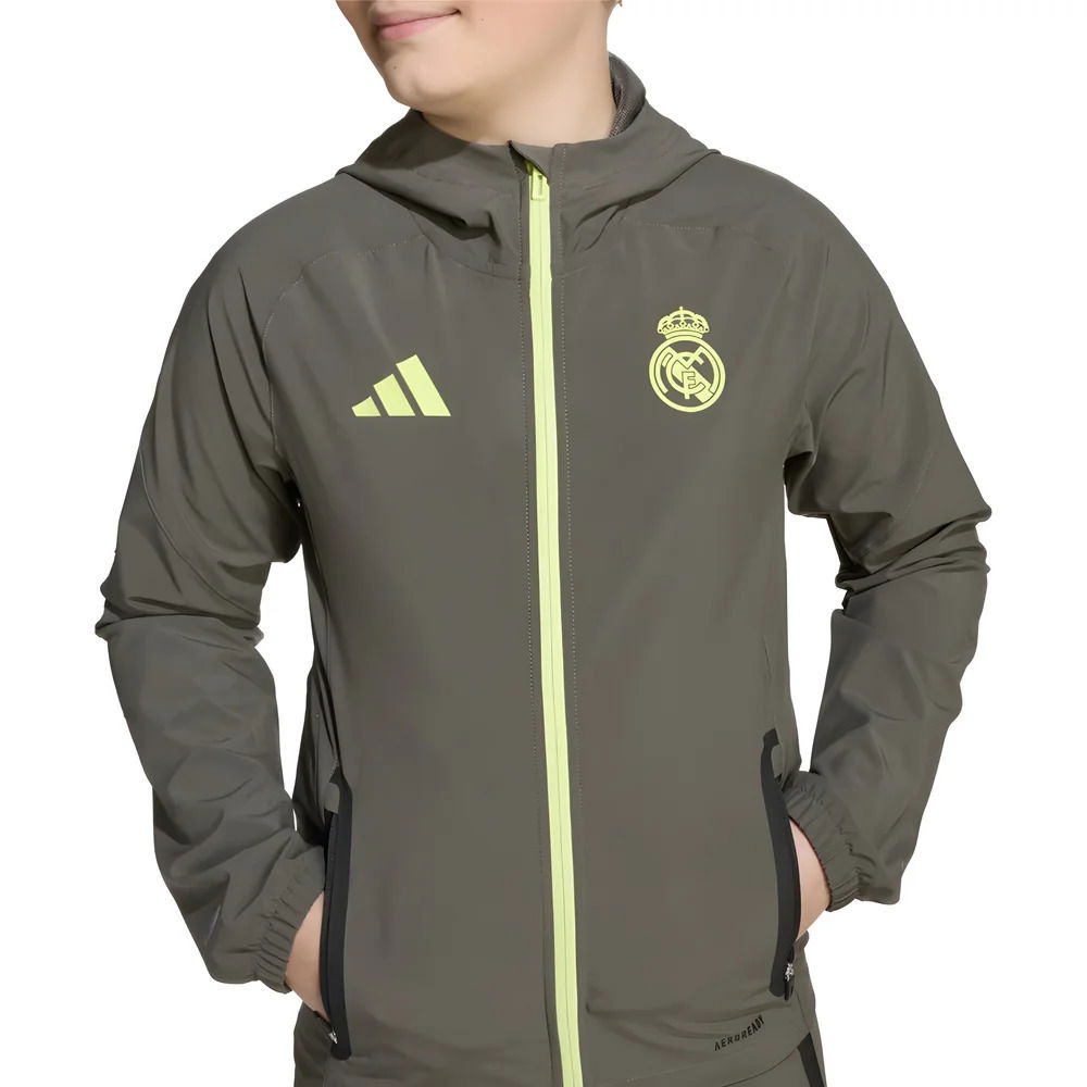 2025-2026 Real Madrid Vis Tech Travel Jacket (Almost Grey) - Kids