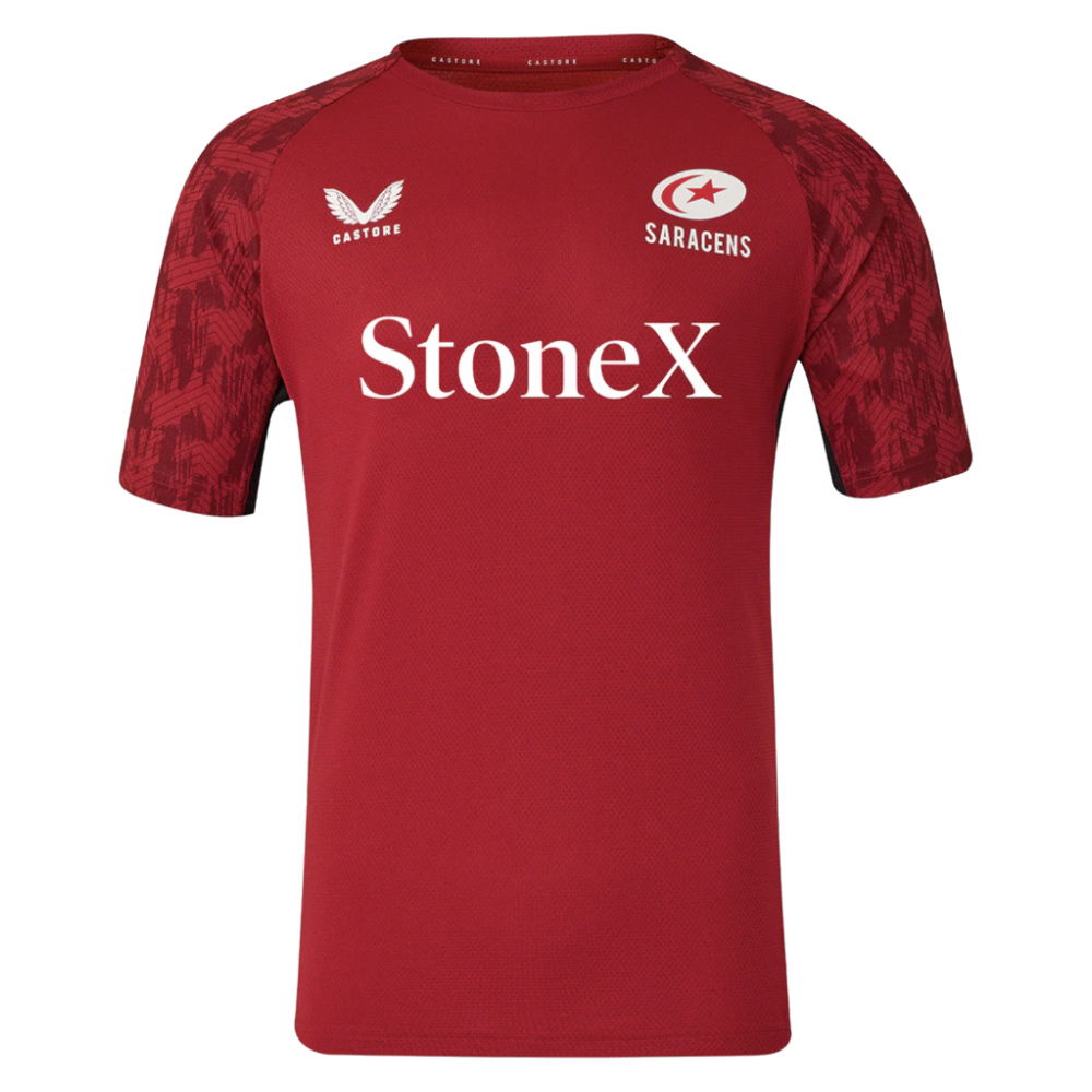 2025-2026 Saracens Performance Short Sleeve Tee (Rythmic Red) (Your Name)