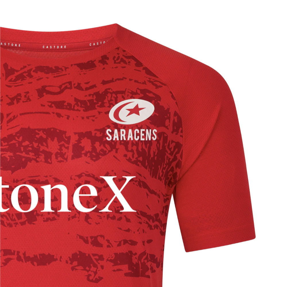 2025-2026 Saracens Pre Match Short Sleeve Tee (Red)