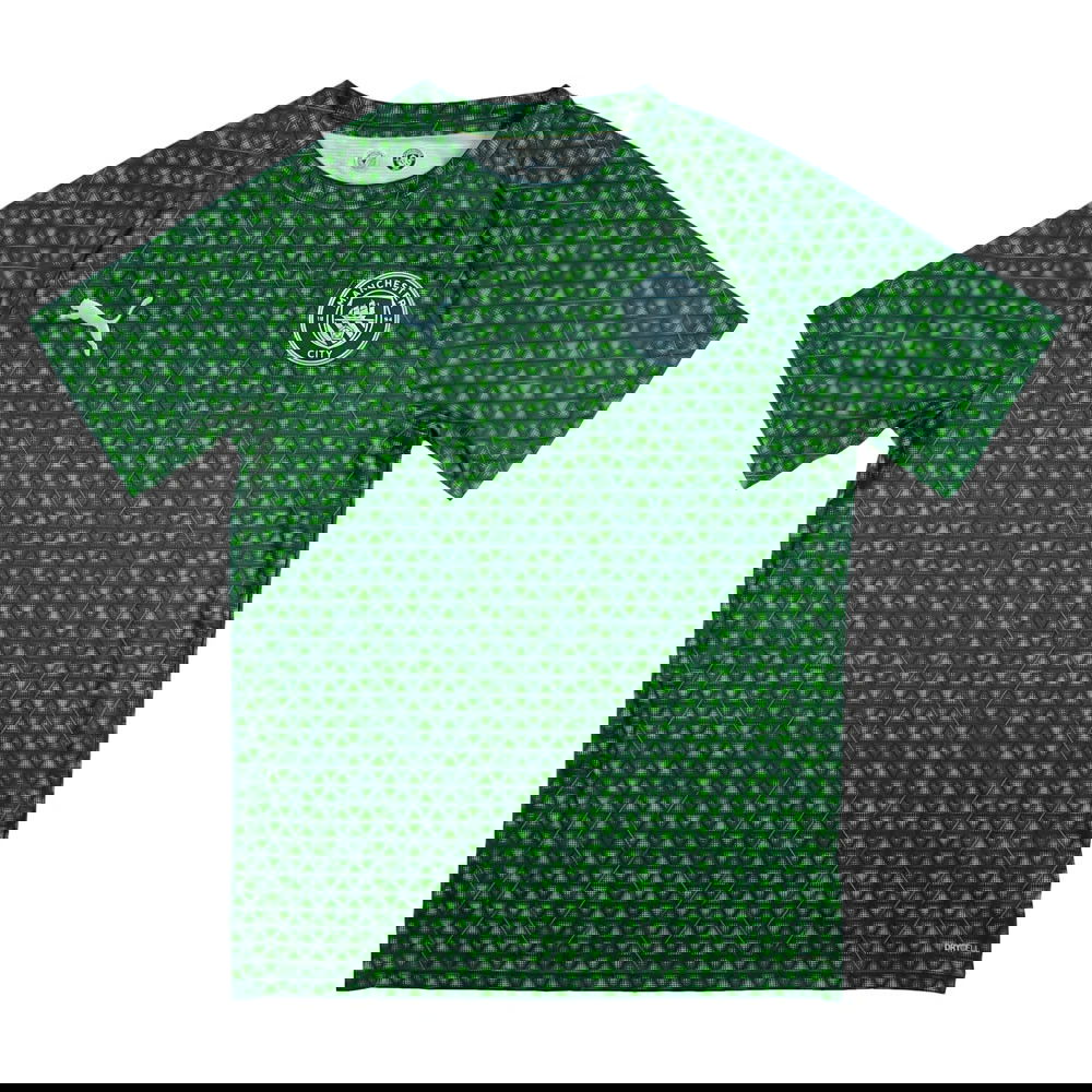 2025-2026 Man City Warm Up Jersey (Green Terrain) - Kids (Your Name)