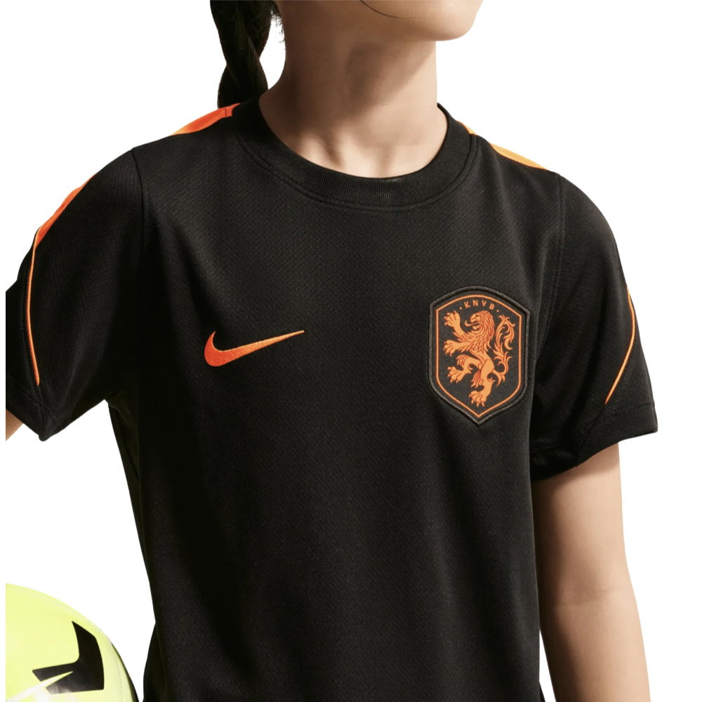2026-2027 Netherlands Dri-Fit Shirt (Black/Orange) - Kids