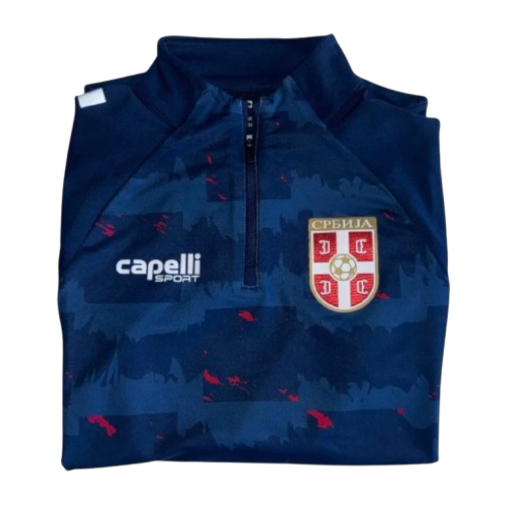 2025-2027 Serbia Pre-Match 1/4 Zip Top (Navy)