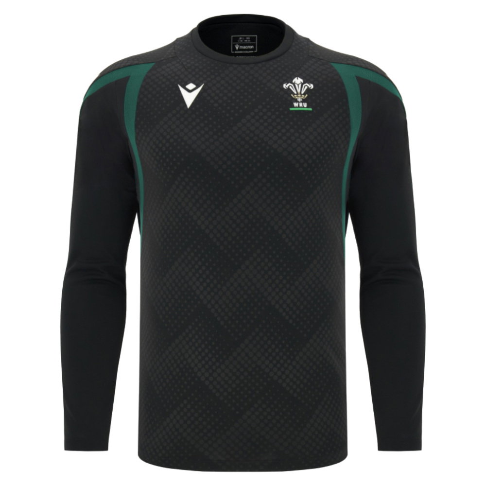 2026-2027 Wales WRU Rugby LS Training Shirt (Black) - Kids (Your Name)