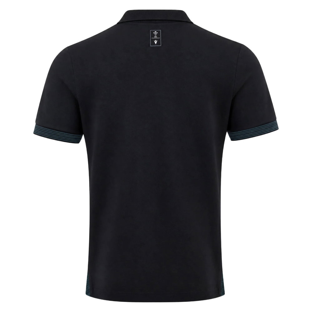 2026-2027 Wales WRU Rugby Travel Cotton Polo (Black) - Kids