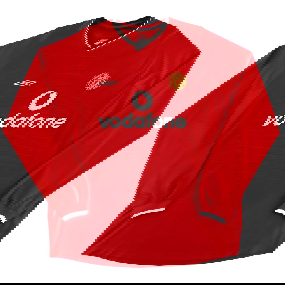 Manchester United 2000-02 Long Sleeved Home Shirt (XXL) (Excellent) (Brown 24)