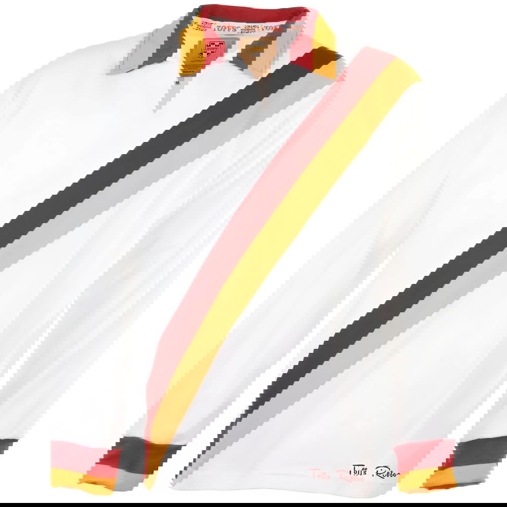 TOFFS Retro White Long Sleeve Shirt With Maroon/Amber Tape