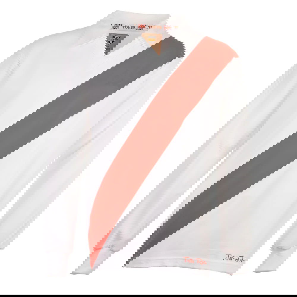 TOFFS Classic Retro White Long Sleeve Shirt With Red Tape