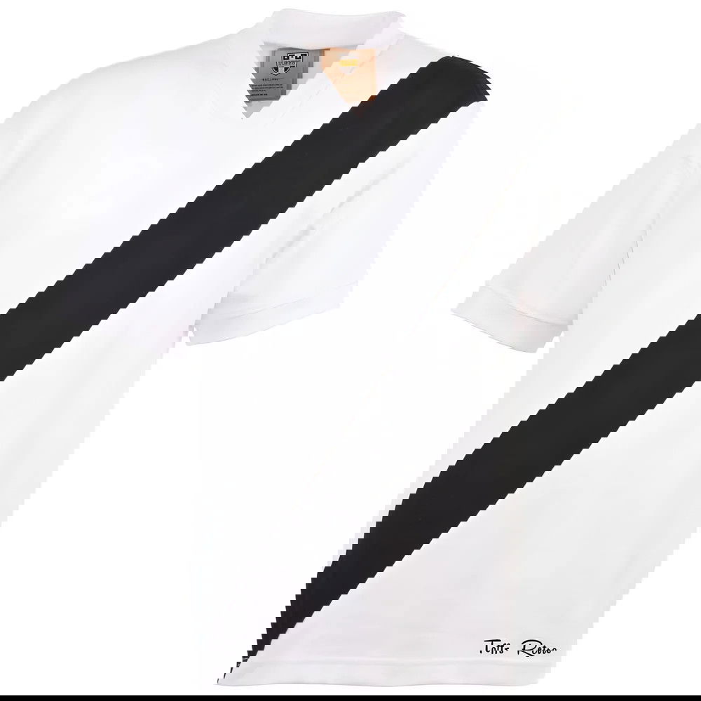 TOFFS Classic Retro White Short Sleeve Shirt With Black Tape