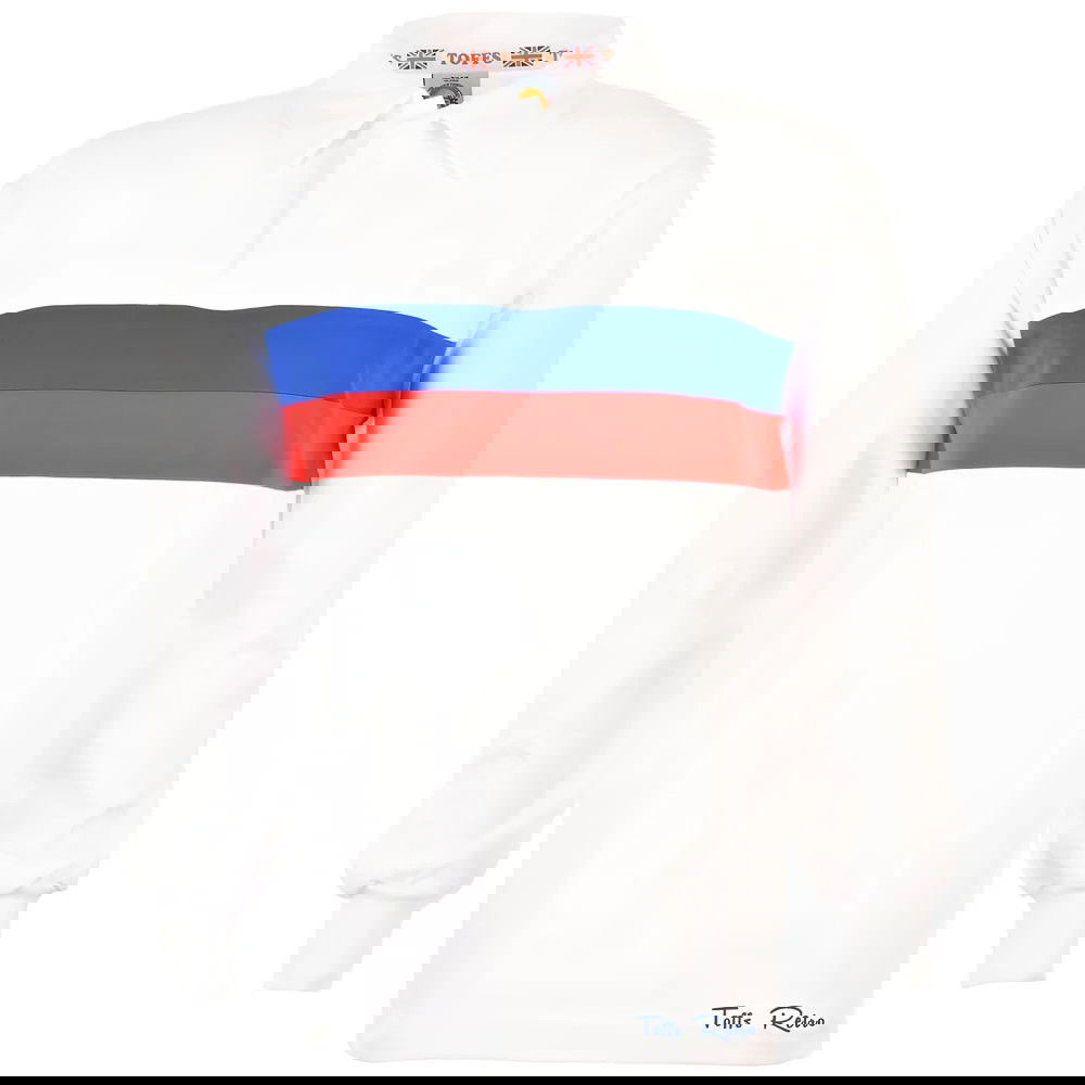 TOFFS Retro White Long Sleeve Shirt With Royal/Red Stripe