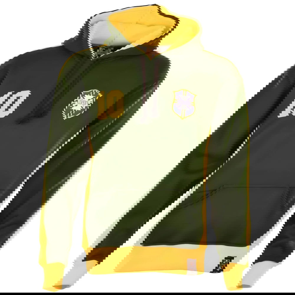 Brazil Number 10 Green Retro Hoodie