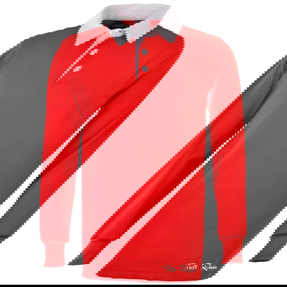 TOFFS Classic Retro Red Rugby Style Long Sleeve Shirt