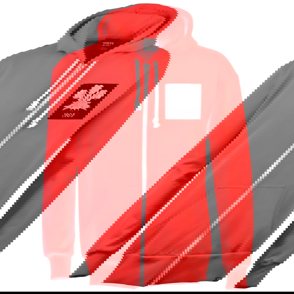 Wales Feathers 1905 Vintage Zipped Hoodie - Red