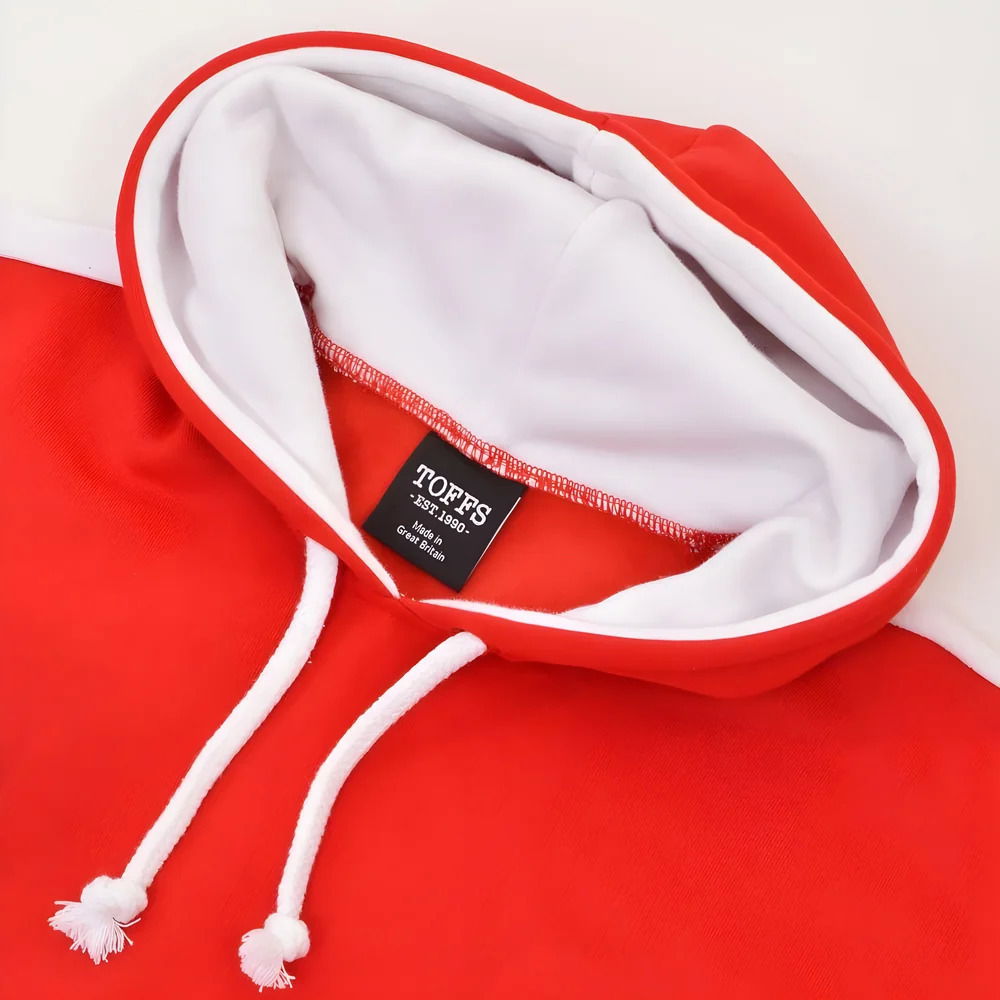 Toffs Retro Red Hoodie White Sleeve Panels