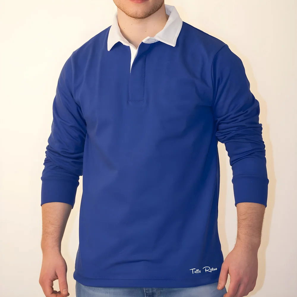 TOFFS Classic Retro Royal Blue Long Sleeve Rugby Syle Shirt