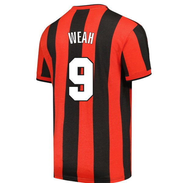 1998 AC Milan Archive T-shirt (Red-Black) (Weah 9)
