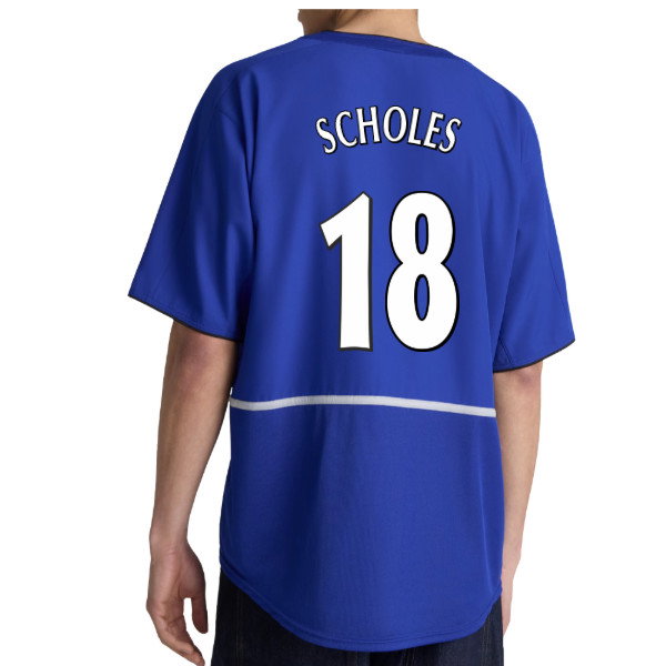 2002-2003 Manchester United Third Retro Shirt (Blue) (Scholes 18)