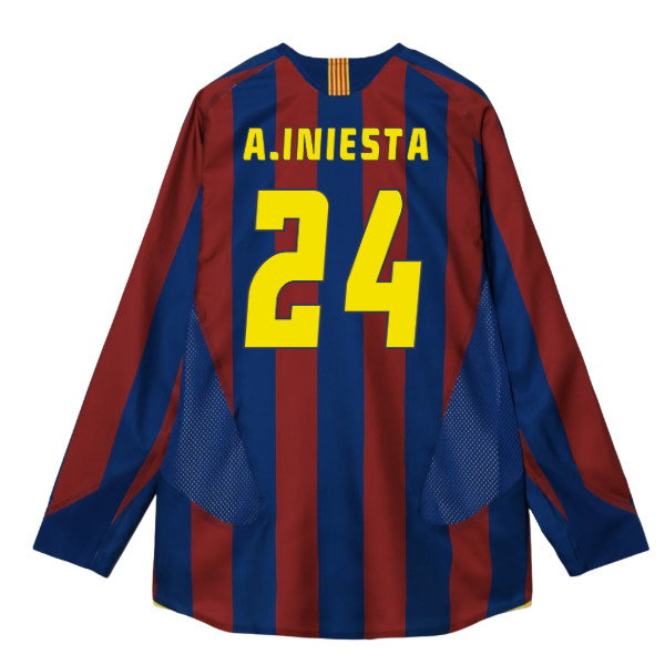 2005-2006 Barcelona T90 Reissue LS Home Shirt (A.Iniesta 24)