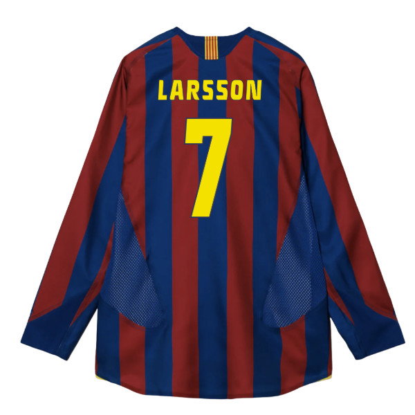 2005-2006 Barcelona T90 Reissue LS Home Shirt (Larsson 7)