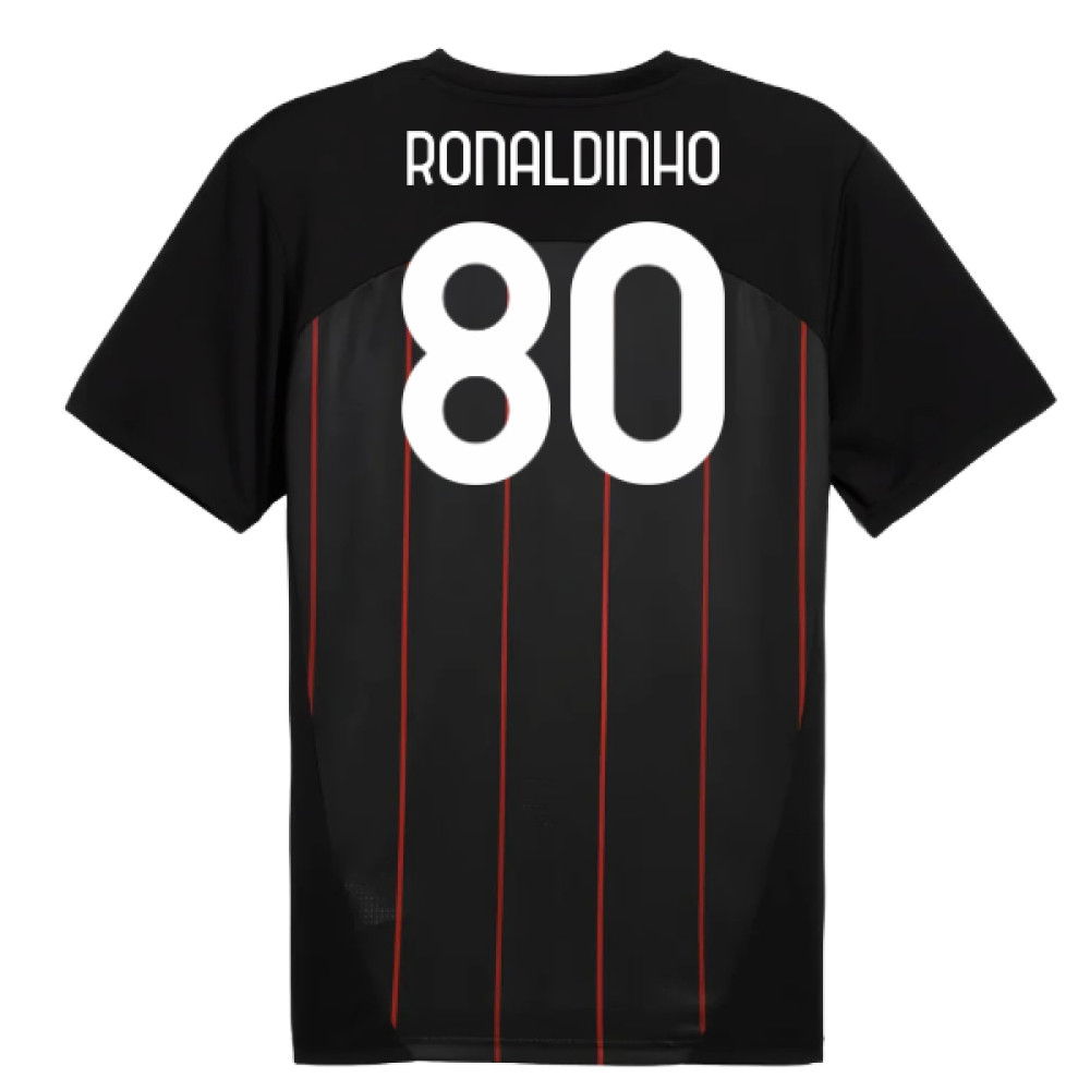 2024-2025 AC Milan Prematch SS Jersey (Black) (Ronaldinho 80)