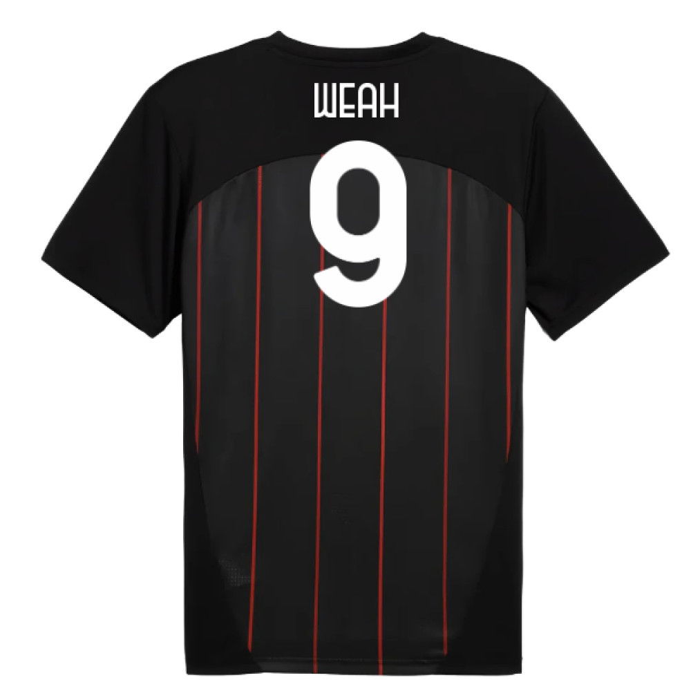 2024-2025 AC Milan Prematch SS Jersey (Black) (Weah 9)