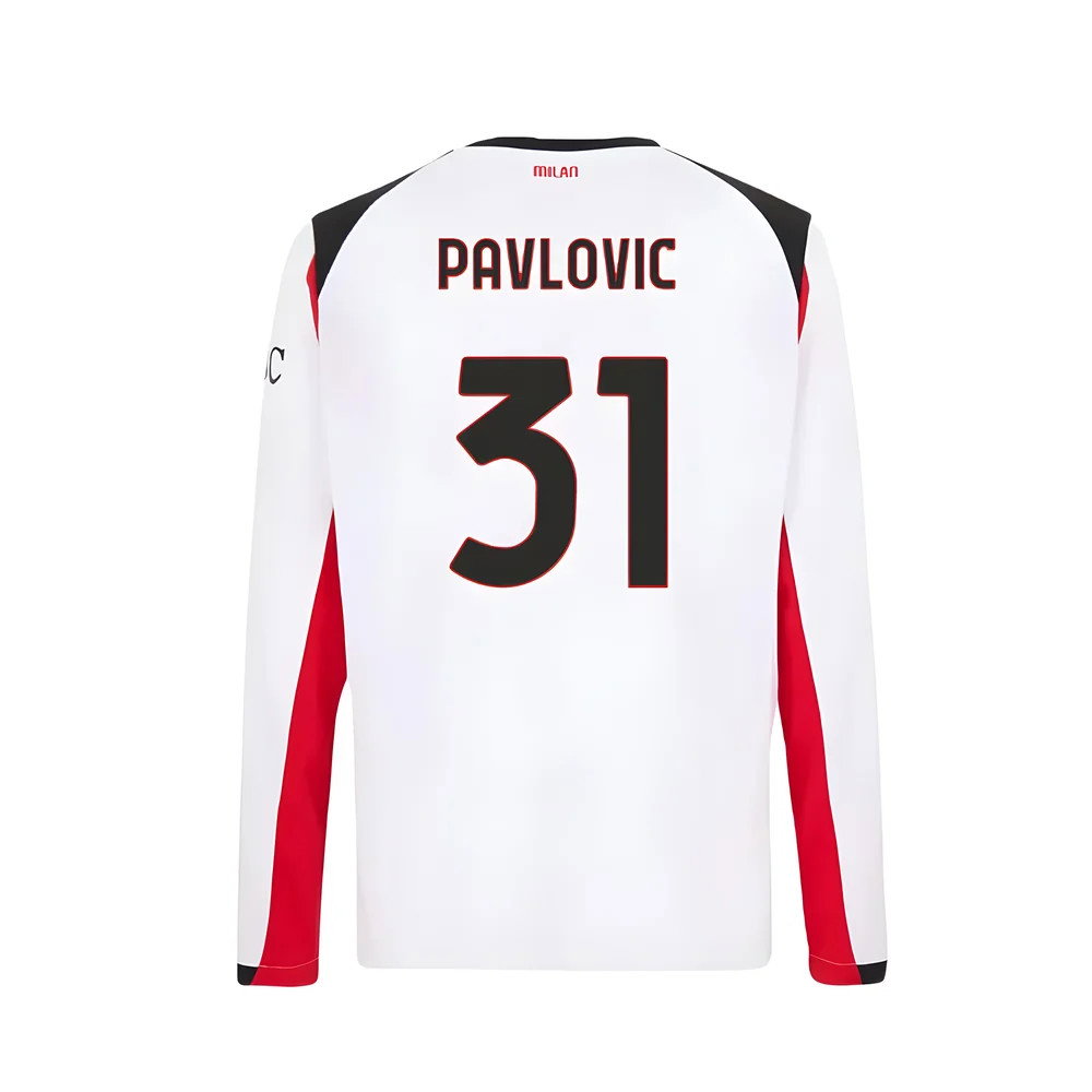2025-2026 AC Milan Long Sleeve Away Shirt (Pavlovic 31)
