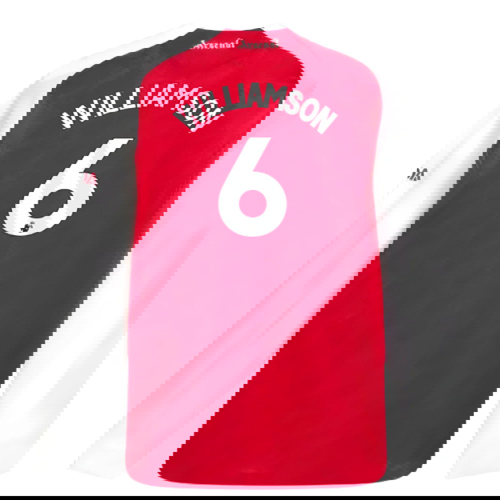 2025-2026 Arsenal Authentic Long Sleeve Home Shirt (Williamson 6)