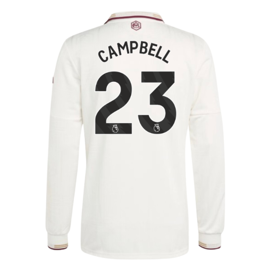 2025-2026 Arsenal Authentic Long Sleeve Third Shirt (Campbell 23)