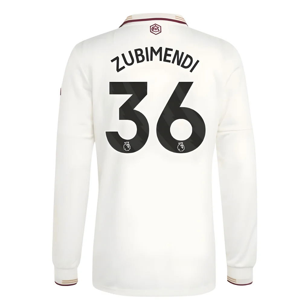 2025-2026 Arsenal Authentic Long Sleeve Third Shirt (Zubimendi 36)