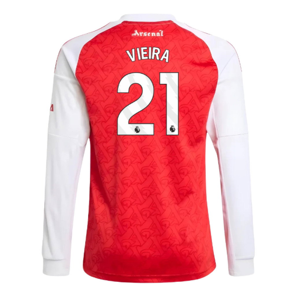 2025-2026 Arsenal Long Sleeve Home Shirt (Kids) (Vieira 21)