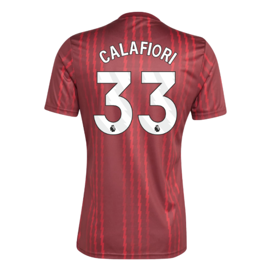 2025-2026 Arsenal Pre-Match Warm Up Shirt (Burgundy) (Calafiori 33)