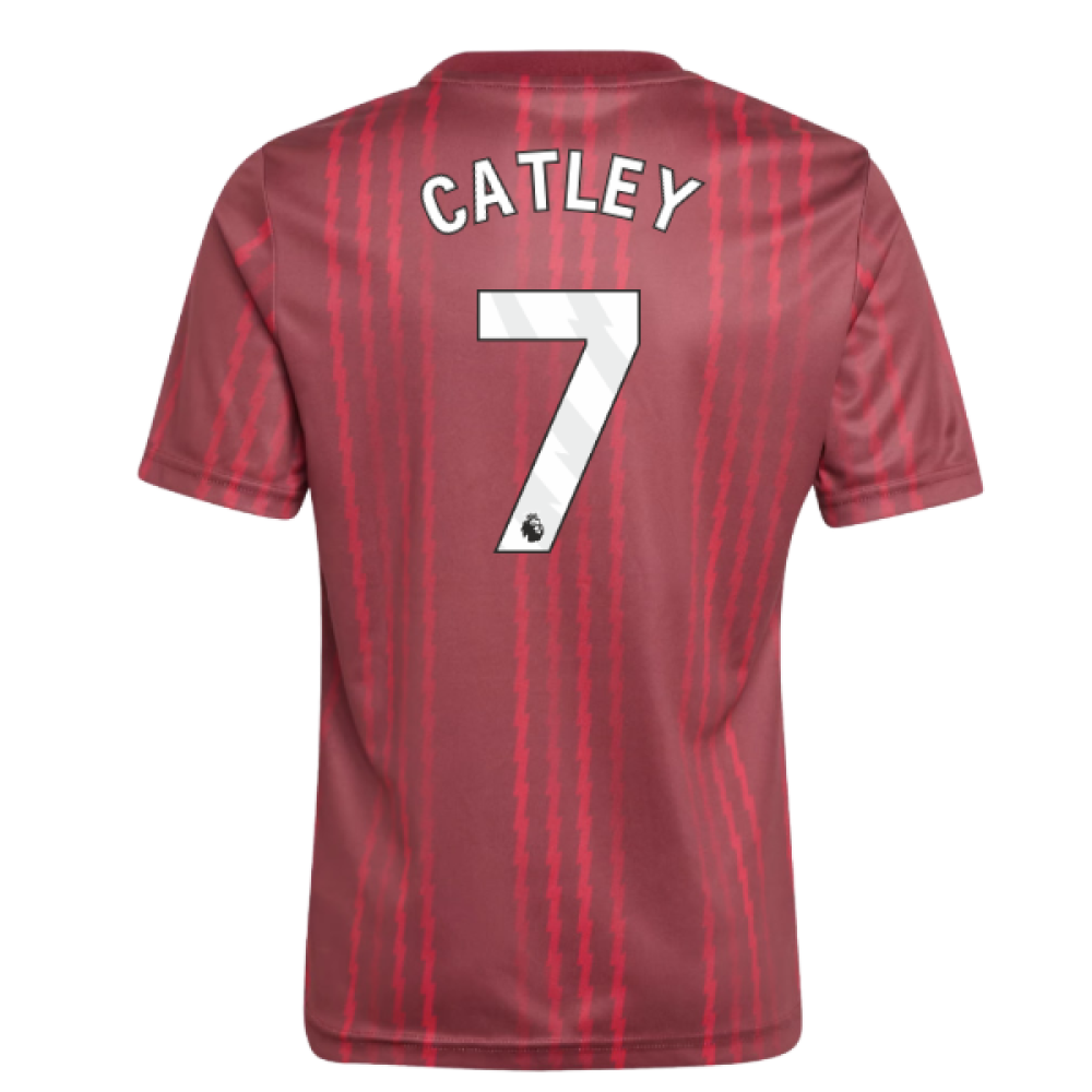 2025-2026 Arsenal Pre-Match Warm Up Shirt (Burgundy) - Kids (Catley 7)