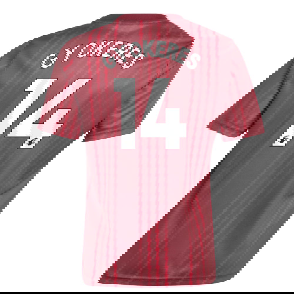 2025-2026 Arsenal Pre-Match Warm Up Shirt (Burgundy) - Kids (Gyokeres 14)