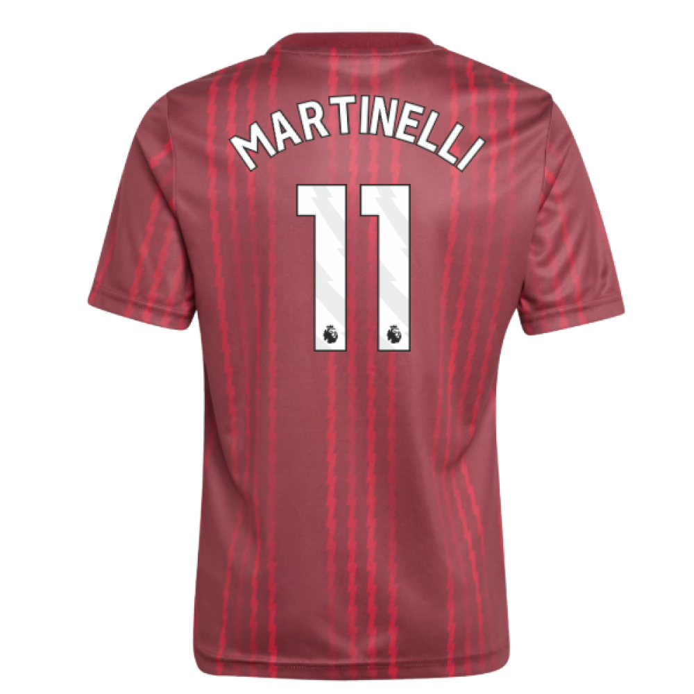 2025-2026 Arsenal Pre-Match Warm Up Shirt (Burgundy) - Kids (Martinelli 11)