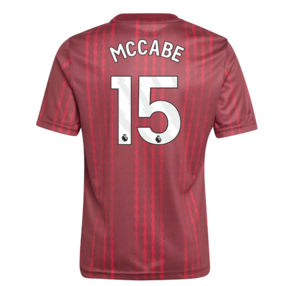 2025-2026 Arsenal Pre-Match Warm Up Shirt (Burgundy) - Kids (McCabe 15)