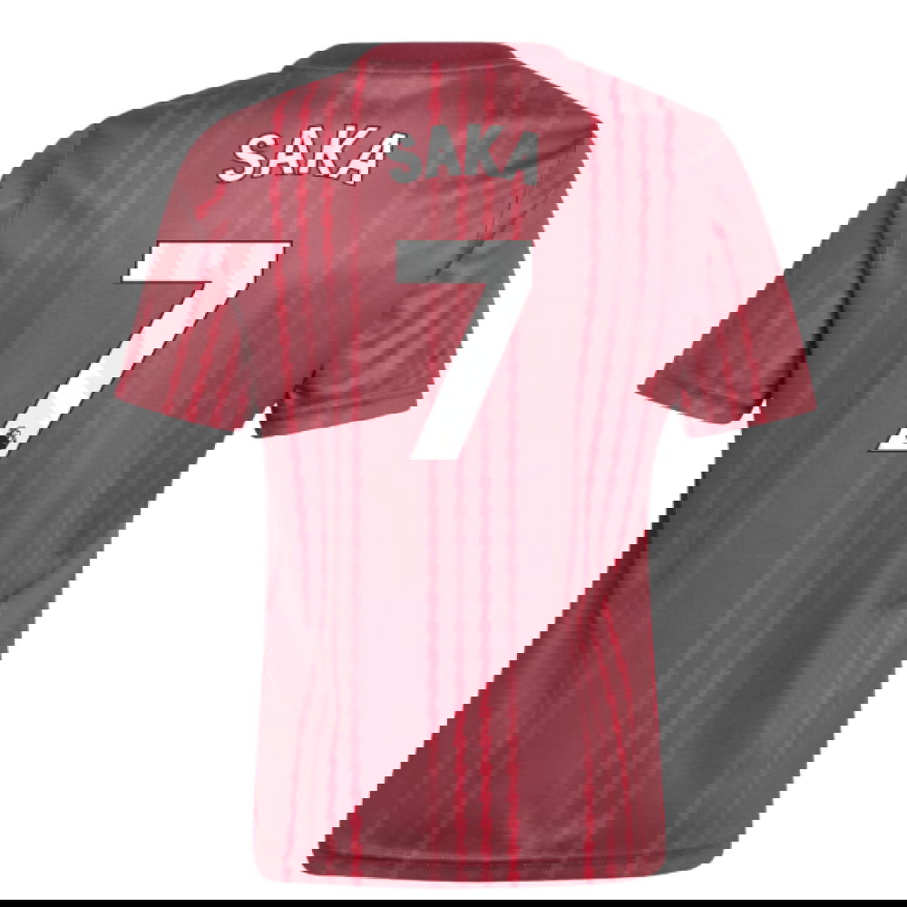 2025-2026 Arsenal Pre-Match Warm Up Shirt (Burgundy) - Kids (Saka 7)