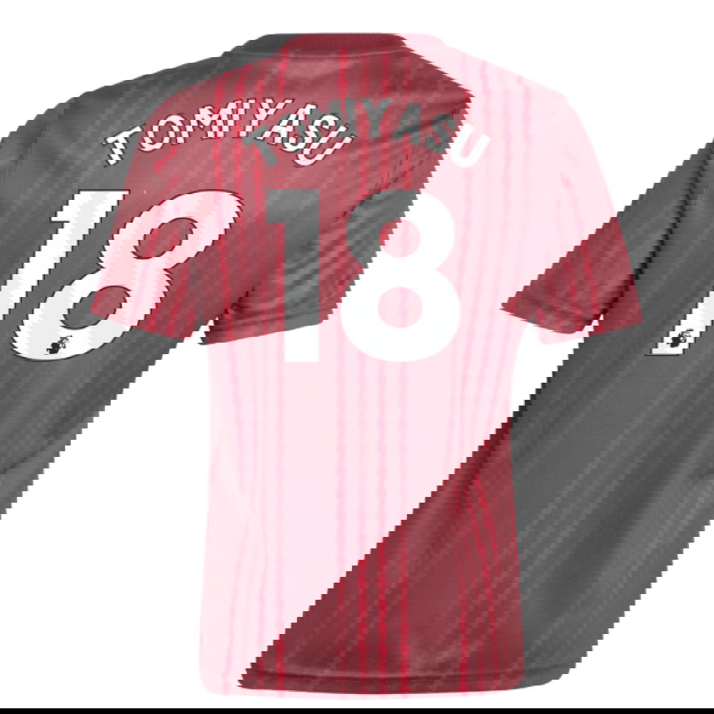 2025-2026 Arsenal Pre-Match Warm Up Shirt (Burgundy) - Kids (Tomiyasu 18)