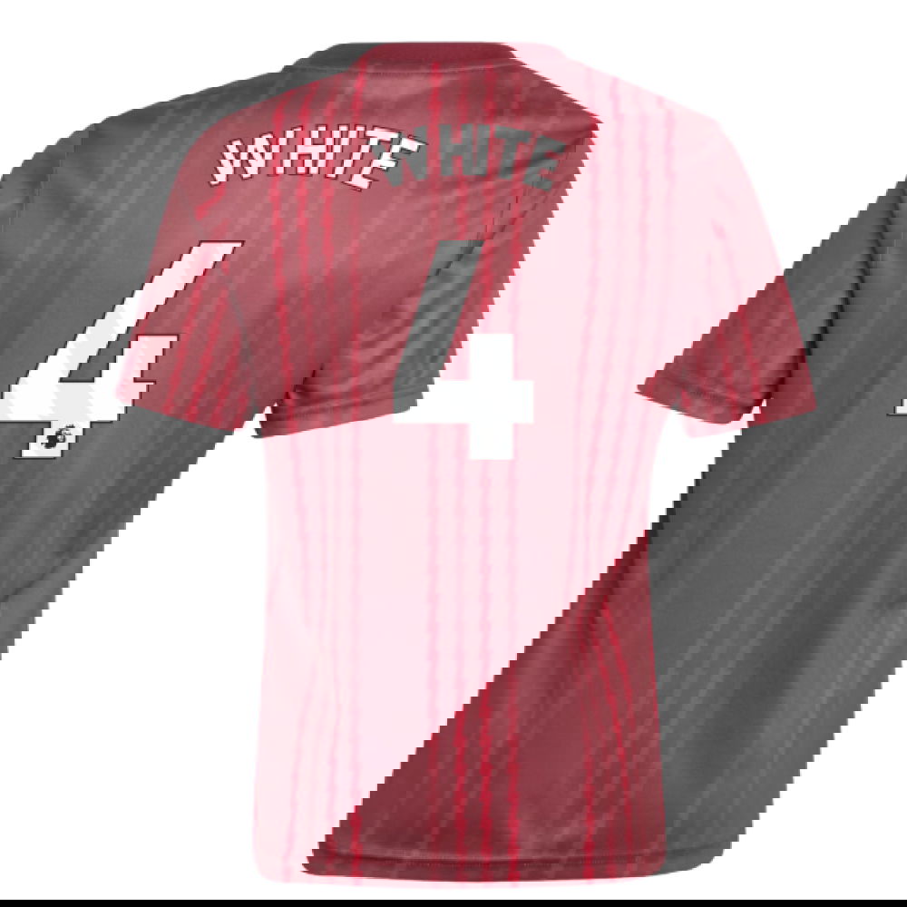 2025-2026 Arsenal Pre-Match Warm Up Shirt (Burgundy) - Kids (White 4)