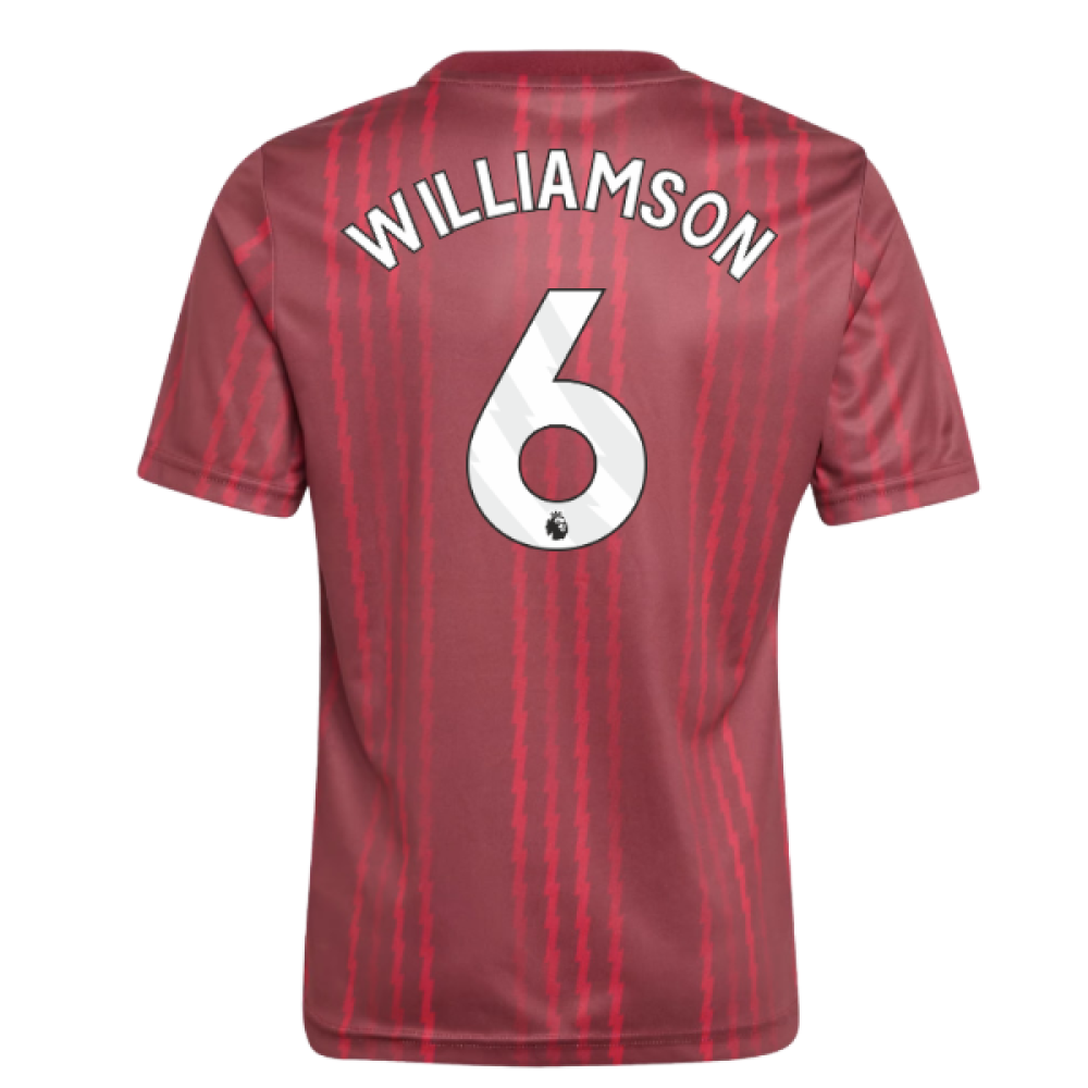 2025-2026 Arsenal Pre-Match Warm Up Shirt (Burgundy) - Kids (Williamson 6)