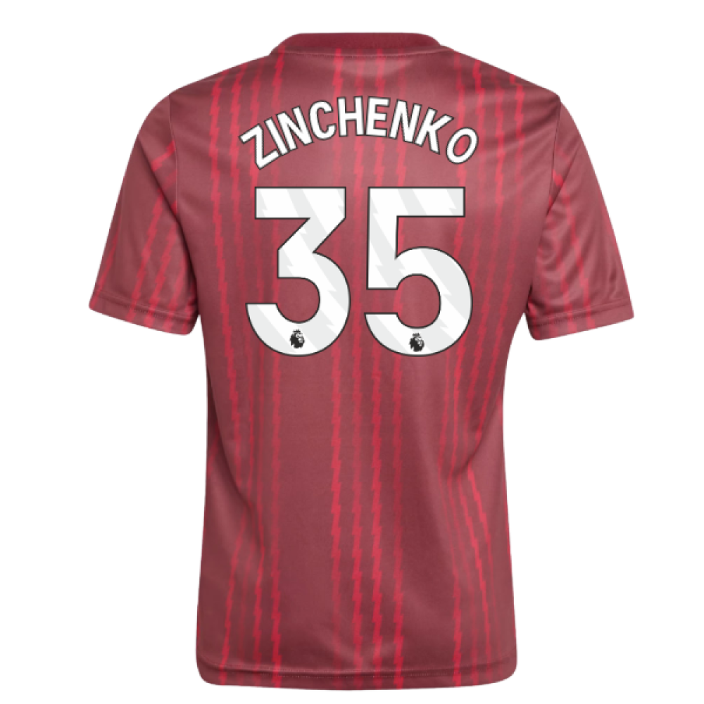 2025-2026 Arsenal Pre-Match Warm Up Shirt (Burgundy) - Kids (Zinchenko 35)