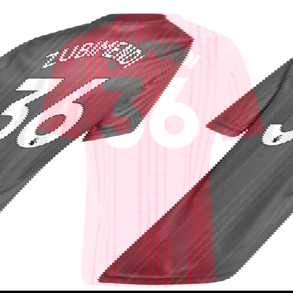 2025-2026 Arsenal Pre-Match Warm Up Shirt (Burgundy) - Kids (Zubimendi 36)